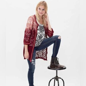 BKE GIMMICKS Collection Sheer Lace Kimono Cardigan Duster Large